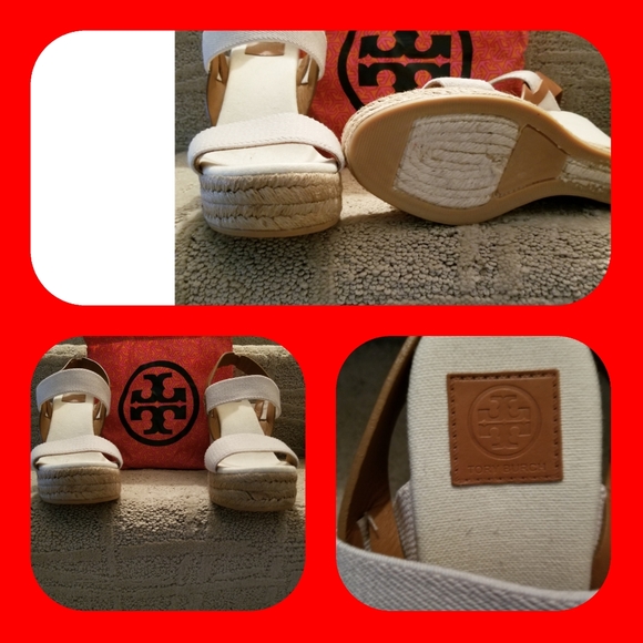 BRAND NEW TORY BURCH AUTHENTIC CANVAS WEDGE SANDAL - Picture 1 of 4